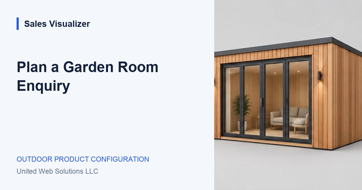 Sales Visualizer guide: Start a garden room enquiry with how the room will be used.